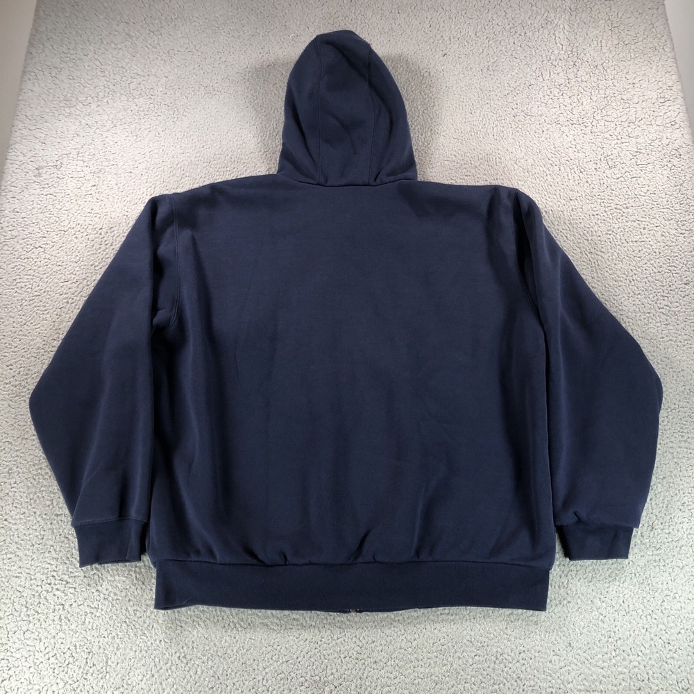 Vintage Carhartt Hoodie Mens Extra Lage Blue J149 Y2K Thermal Full Zip Workwear - Picture 7 of 13